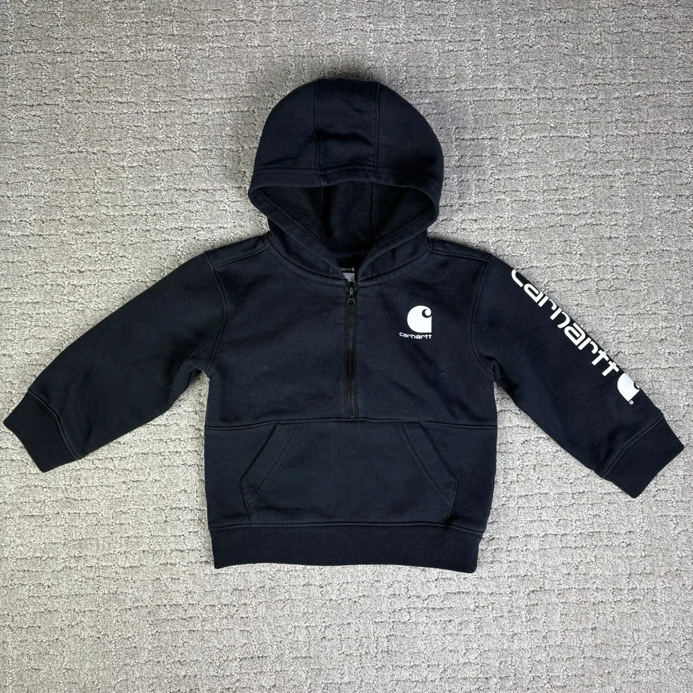 Toddler Carhartt Half Zip Hoodie Sweatshirt Black 2T Model TS6579-B